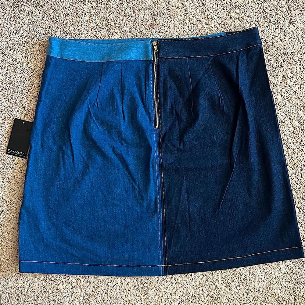 Eloquii NWT Sexy Multicolor Colorblock Denim A-line Mini Skirt **Size 14** 🔥🔥 - Picture 2 of 3